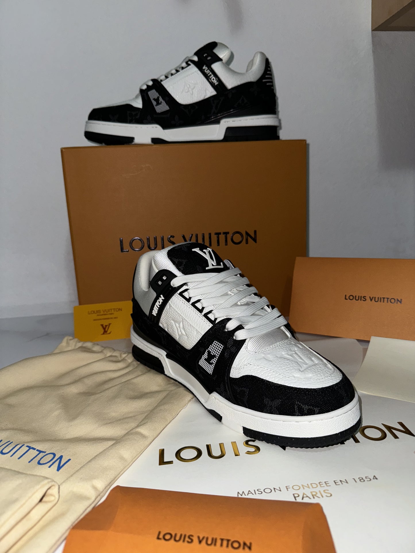 Louis Vuitton Trainer Sneakers Black & White